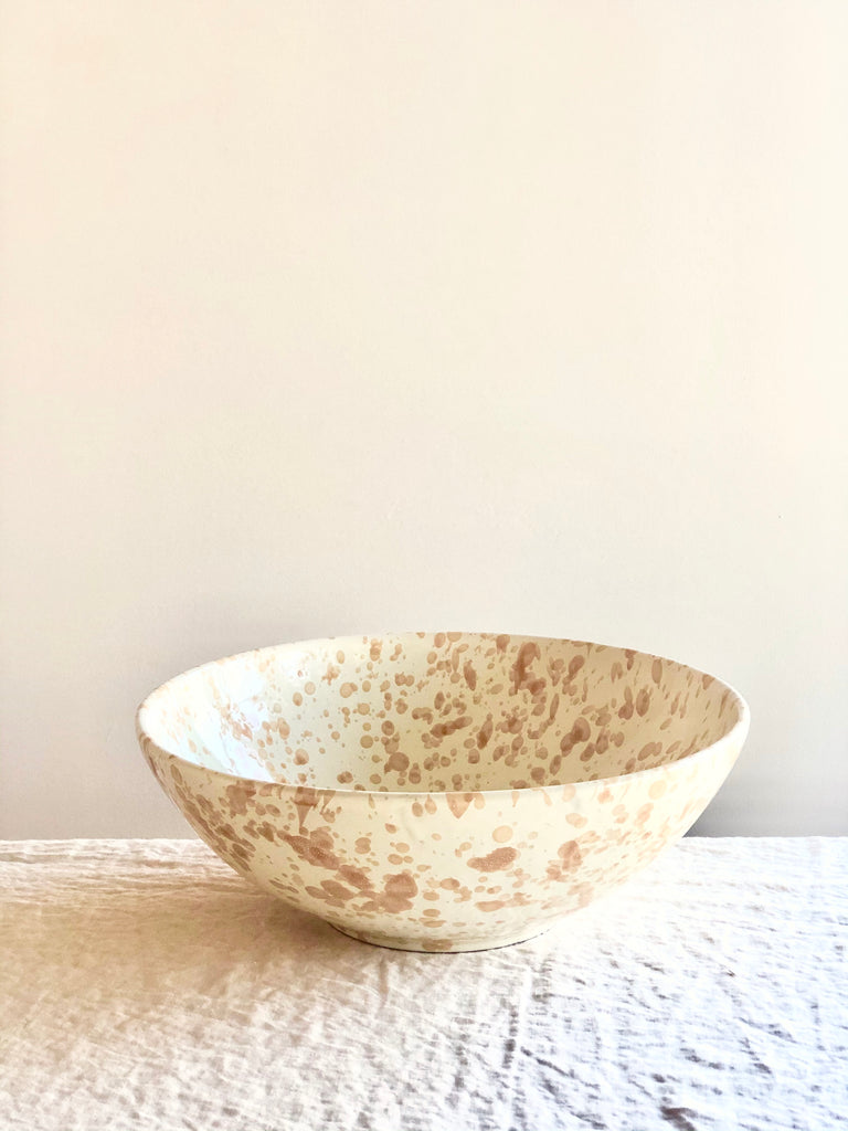 cream fasano serving bowl with light brown speckle pattern
