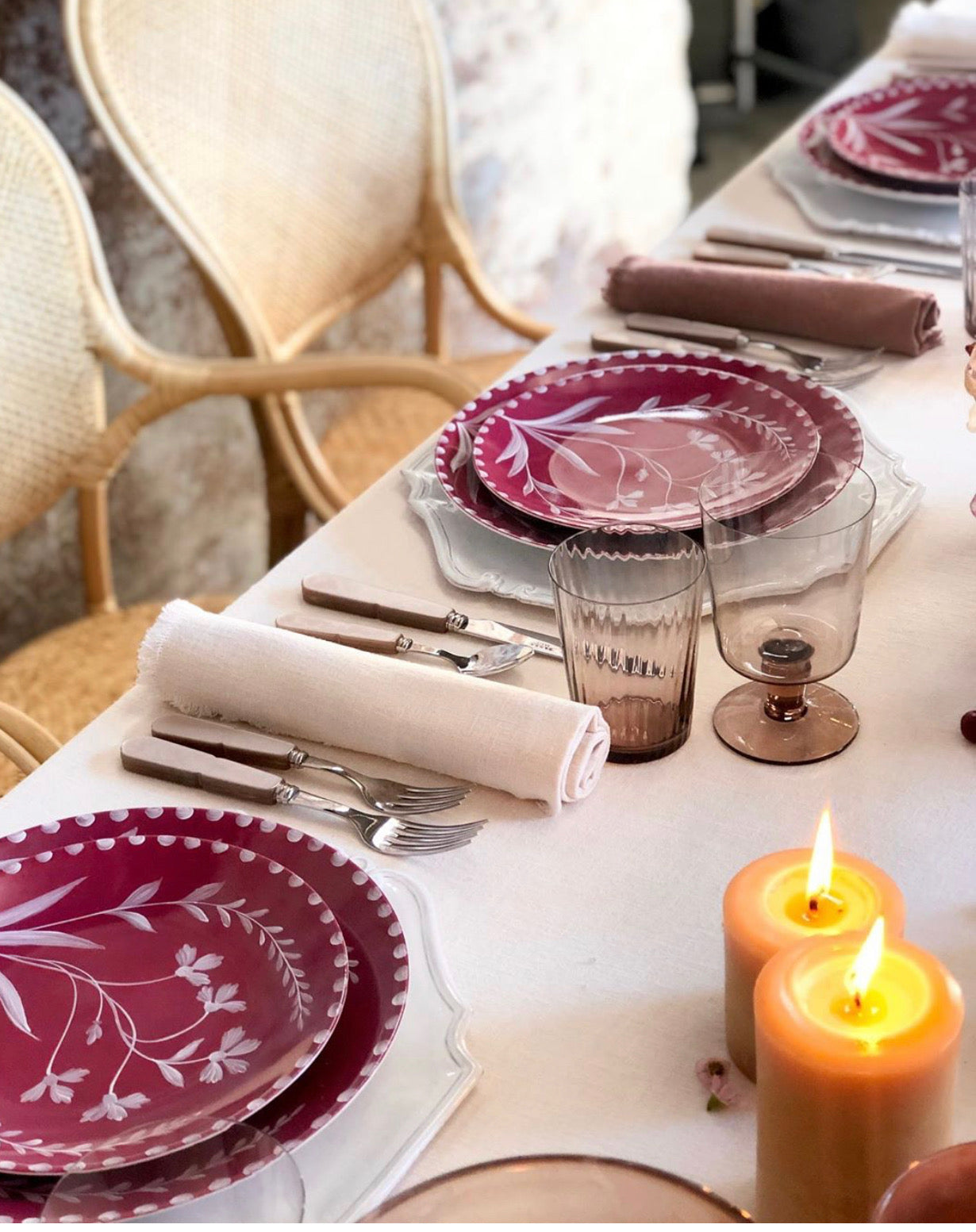 ripple water glass violet purple 3 inch in a table setting