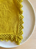 chartreuse linen napkin with macrame edge 18 inches square