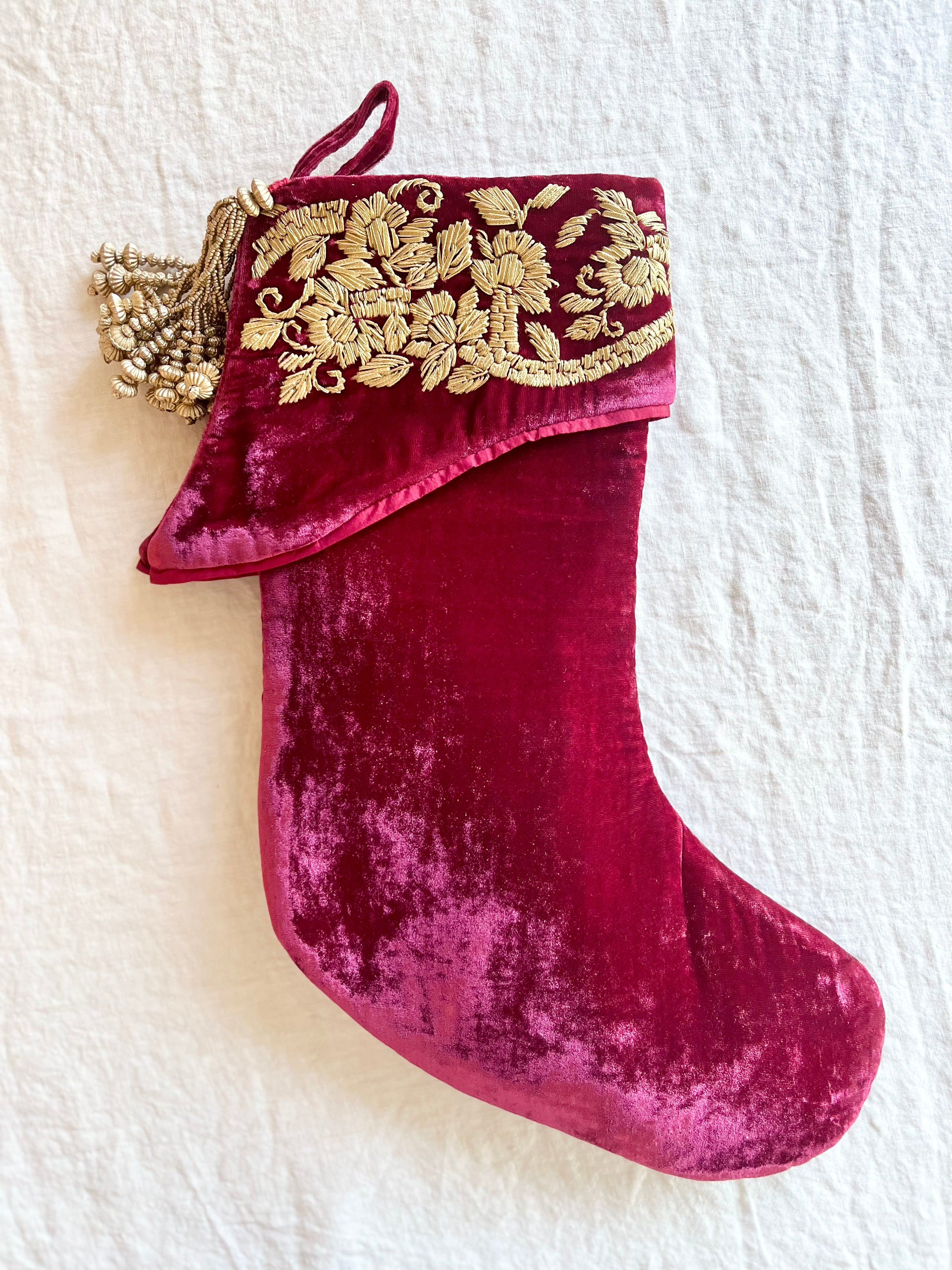 Golden Holly Stocking - Ruby