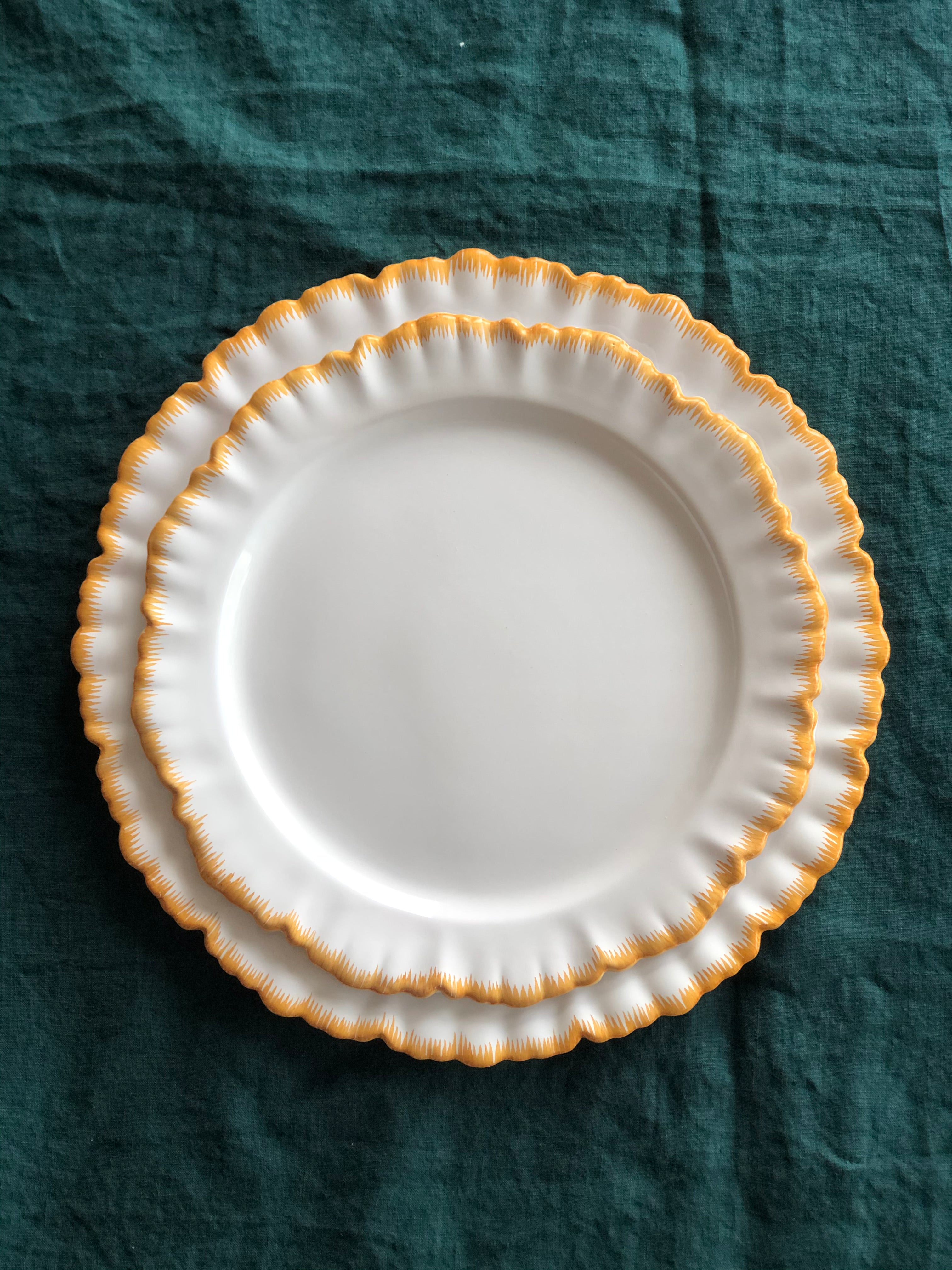 ruffle salad plate yellow edge 8.2 inch stacked