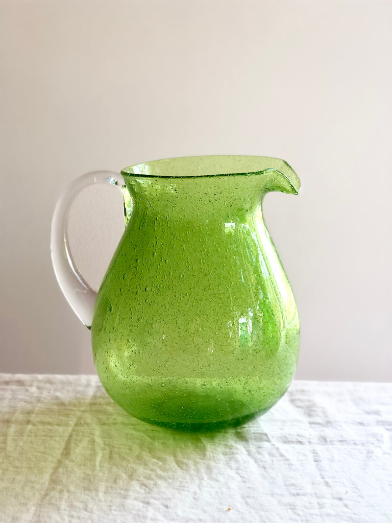 fern green bubble glass pitcher