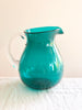 blue green bubble glass pitcher
