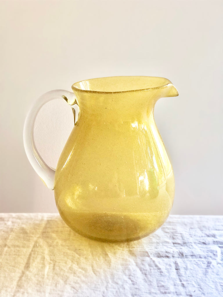 light gold bubble glass pitcher