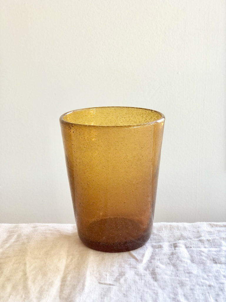 bubble glass tumbler in amber color