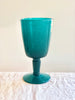 teal bubble glass goblet