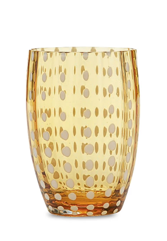 tumbler glass amber color close up