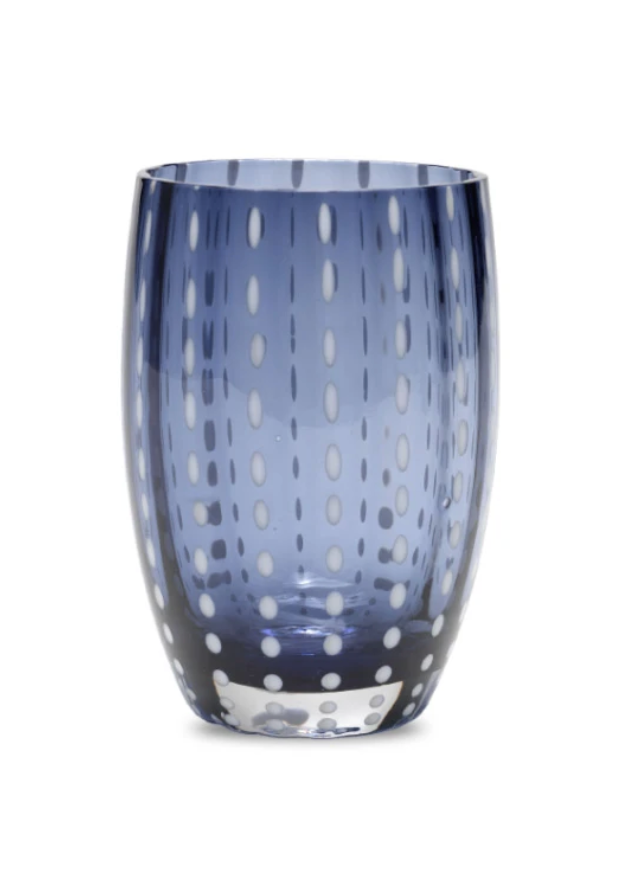 blue italian glass tumbler detail