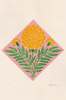 ellen merchant limited edition print with pink background and large yellow Marigold 13.7" x 19.6" 