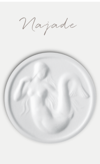white salad plate with detail view of Najade pattern greek medallion