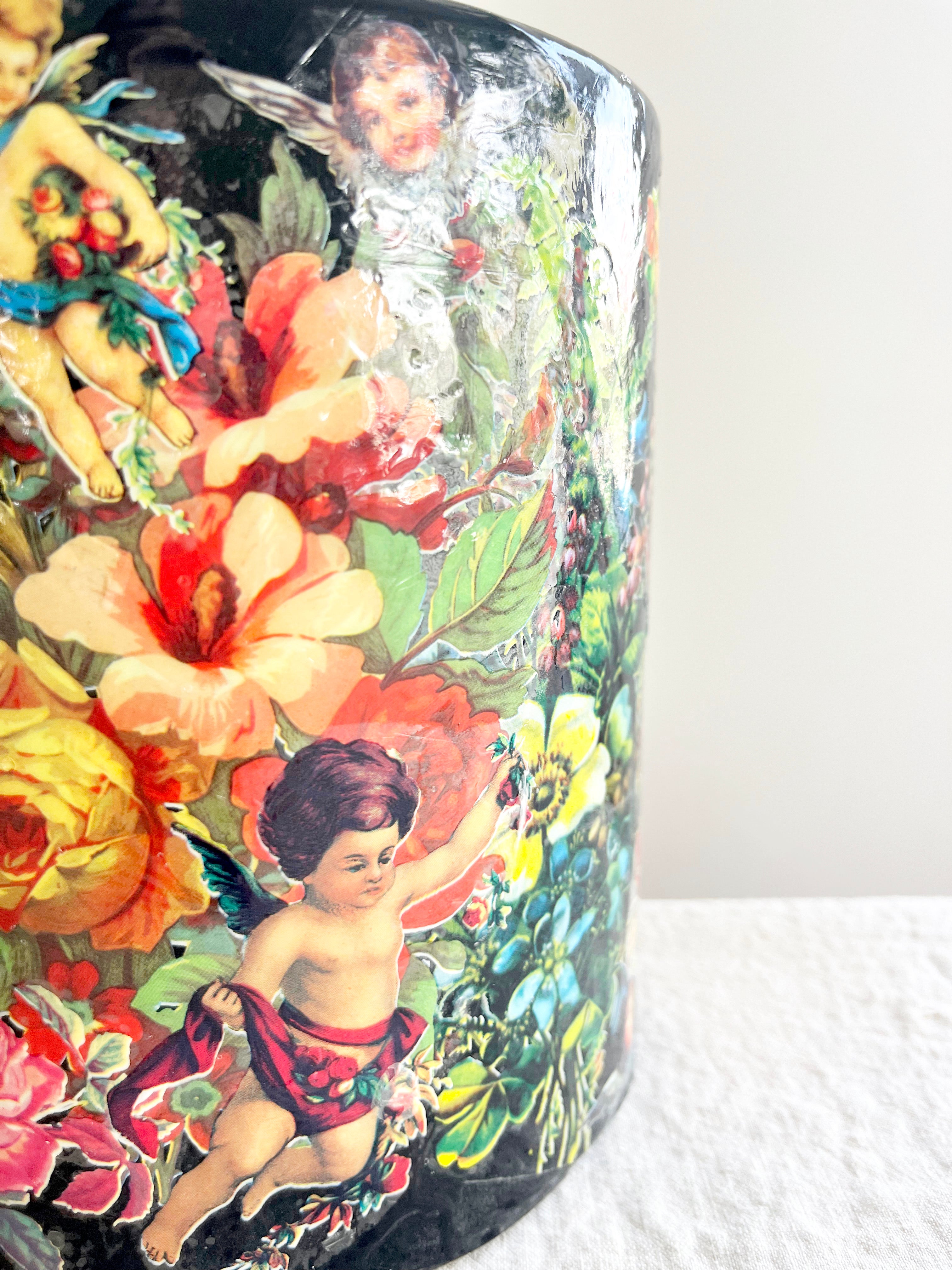 Decoupage 3 Wick Pillar Candle