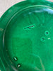 green wedgwood majolica plate in etruria patternstamp on back of plate