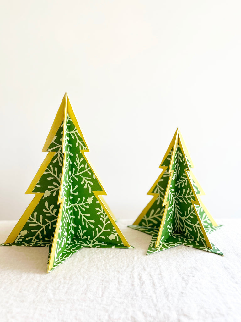 decorative paper christmas tree stands with green leaf pattern