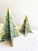 decorative Paper Christmas Tree stands with green and white chintz pattern in two sizes