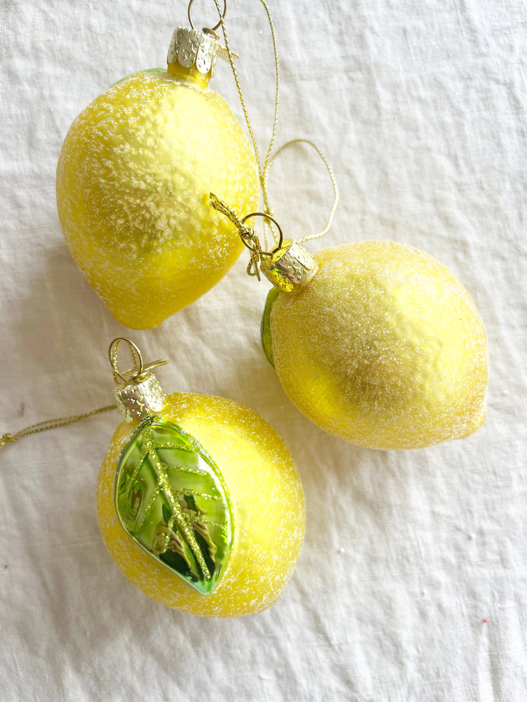 lemon glass christmas ornament in group of three