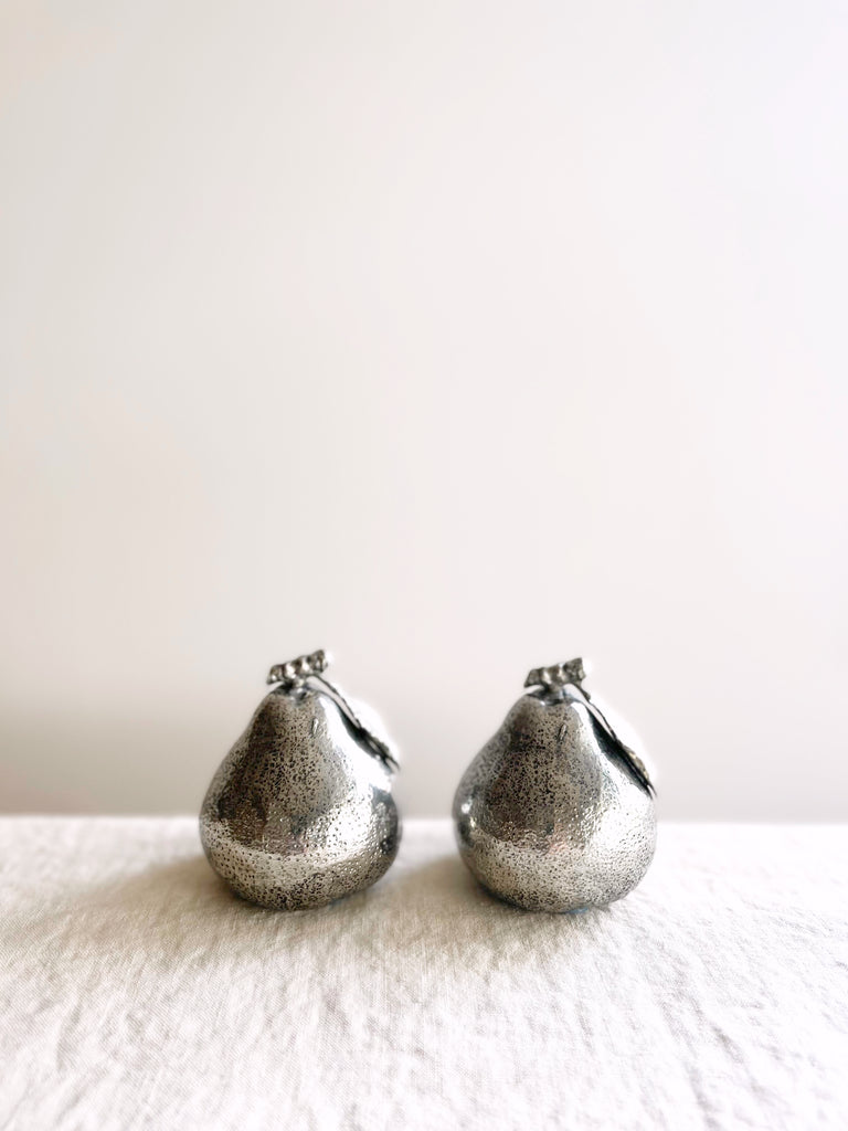 pear shaped pewter salt & pepper shakers