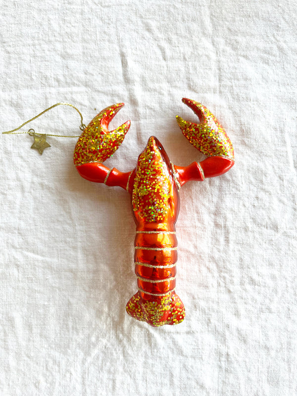 lobster glass christmas ornament top view