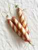glass christmas ornament shaped like french baguette group of three