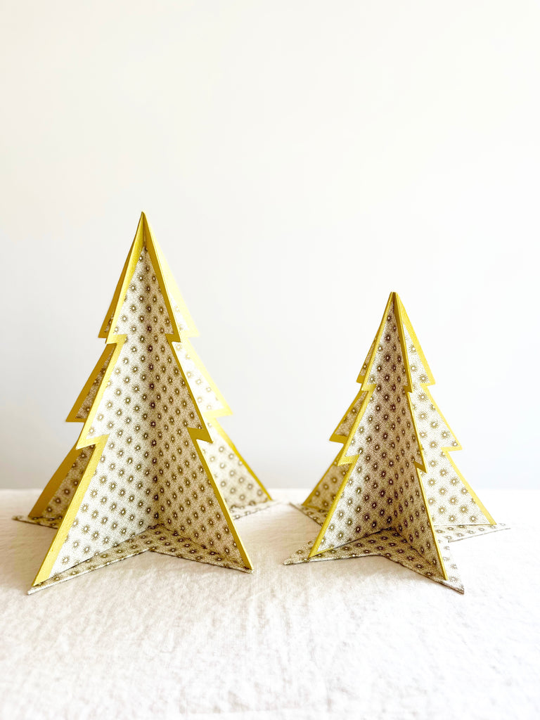decorative paper Christmas tree stands with gold sun pattern