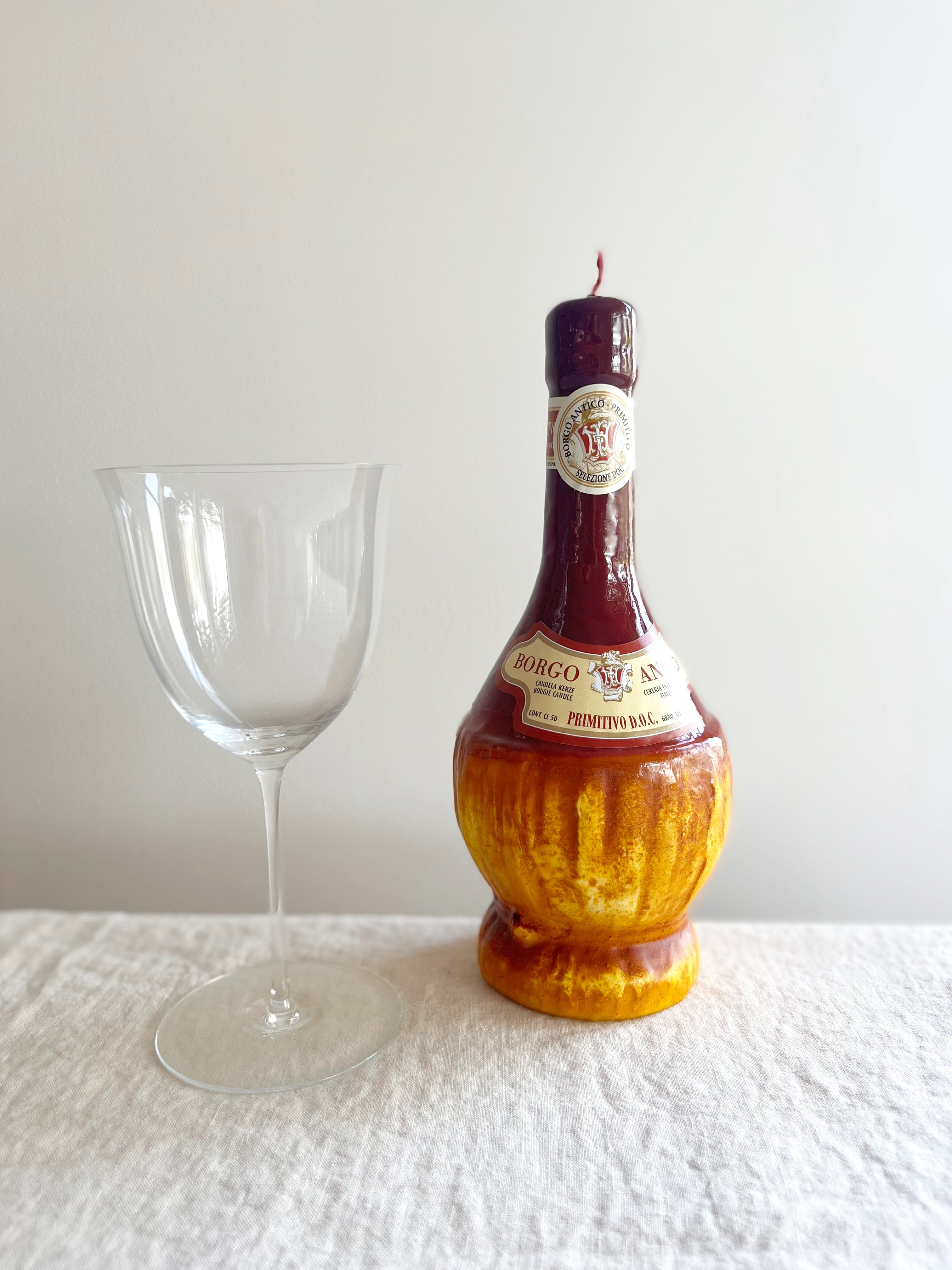 wine bottle shaped candles red with wine glass fiaschetto vino