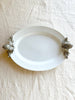 serving tray white with pewter artichoke handles
