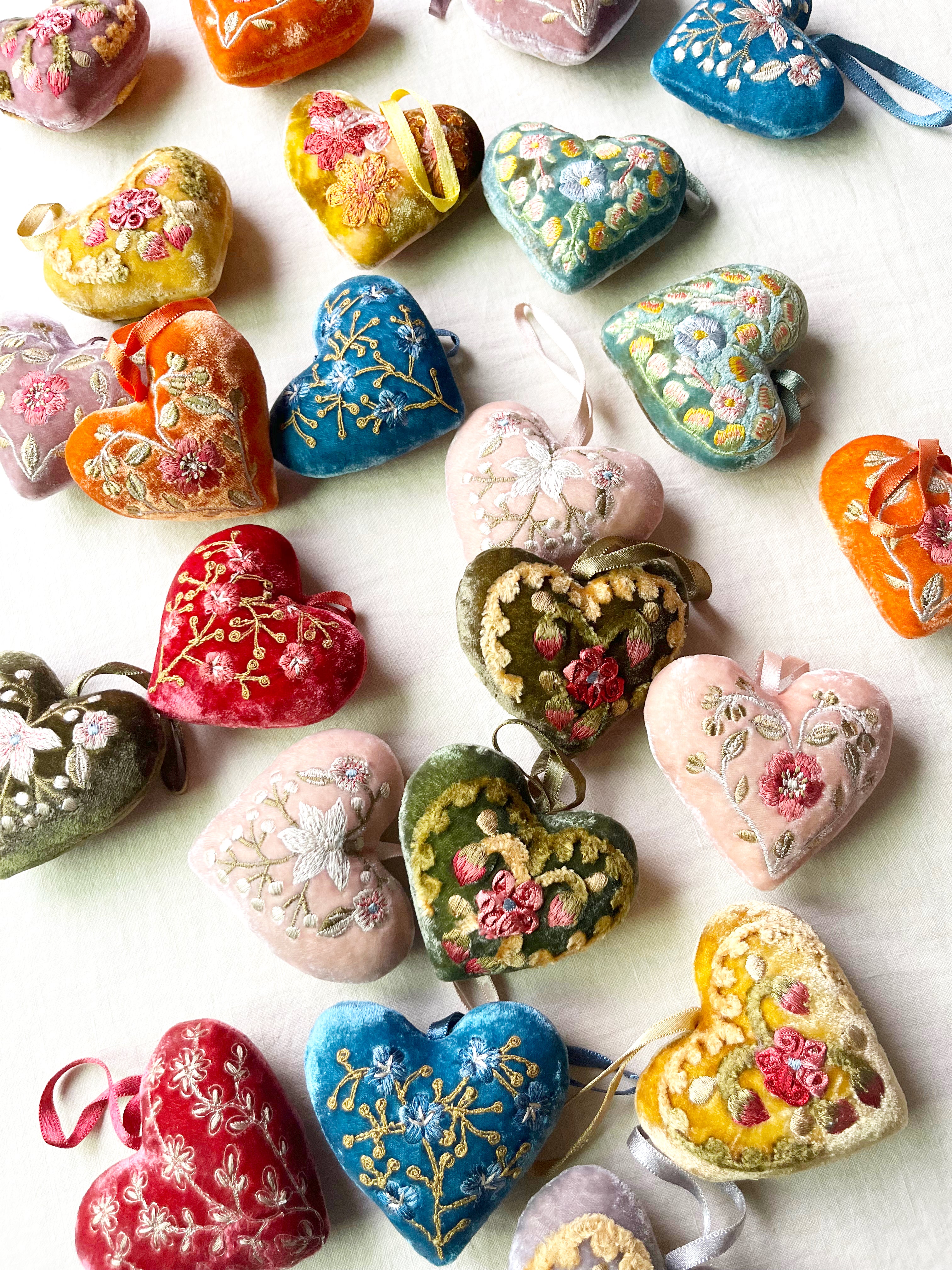 Aditi Velvet Heart Ornament - Watermelon