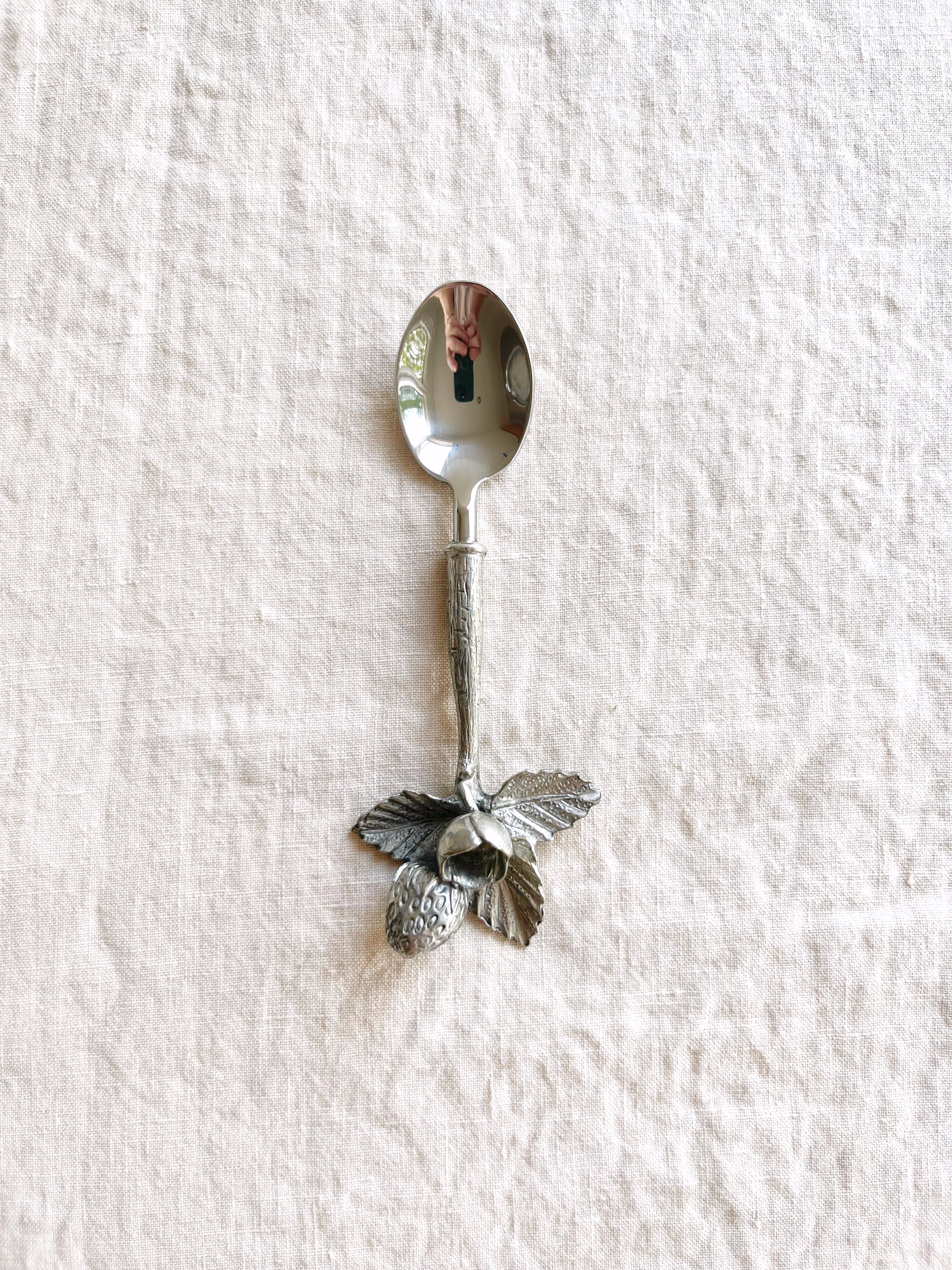 Strawberry Fields Jam Jar pewter spoon