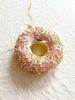 pink donut with gold sprinkles glass christmas ornament