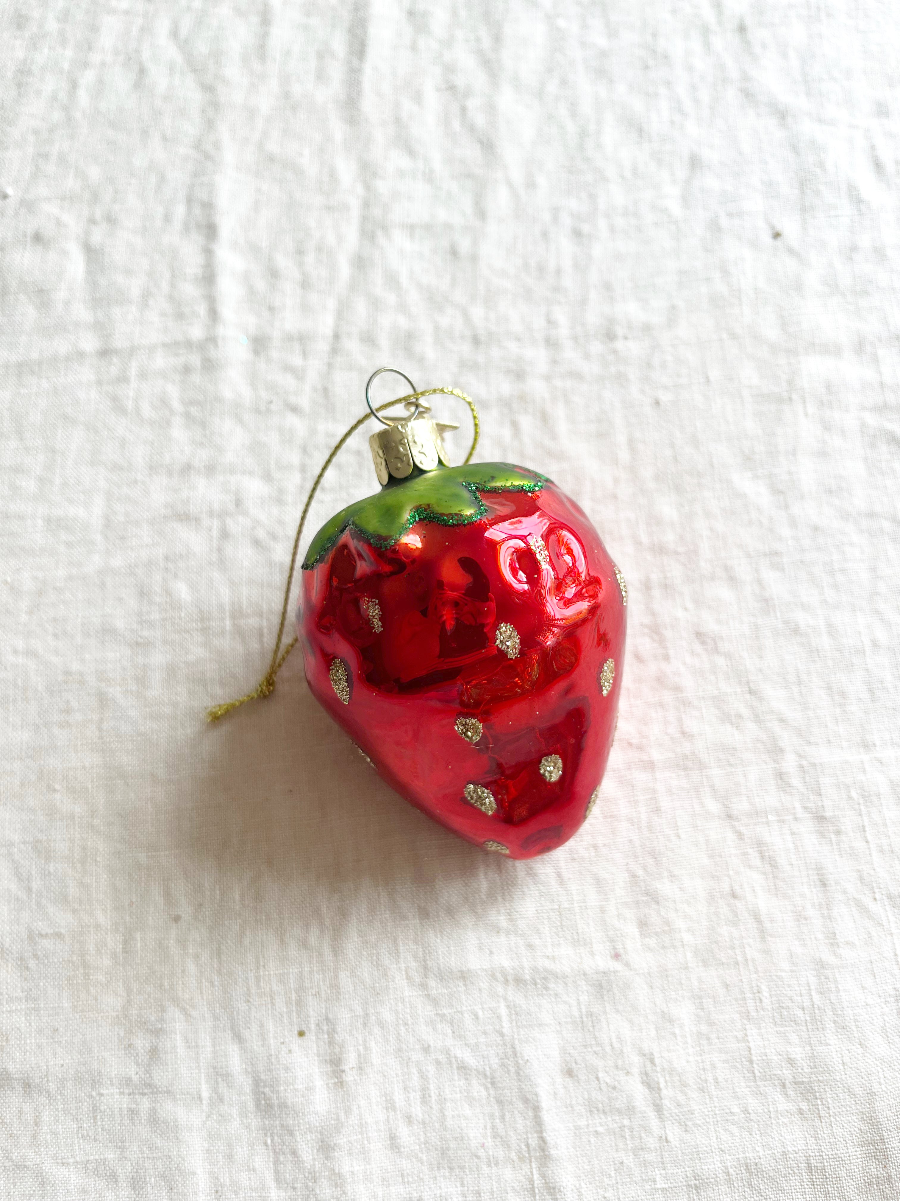 strawberry glass christmas ornament