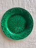 green wedgwood majolica plate in etruria pattern detail view