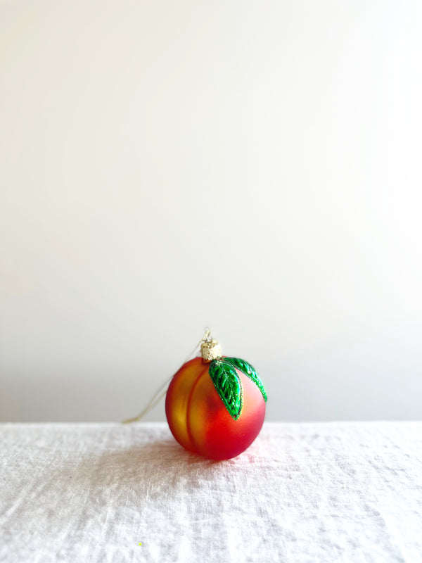 peach shaped glass christmas ornament