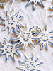 hand painted blue and white star christmas ornaments in group