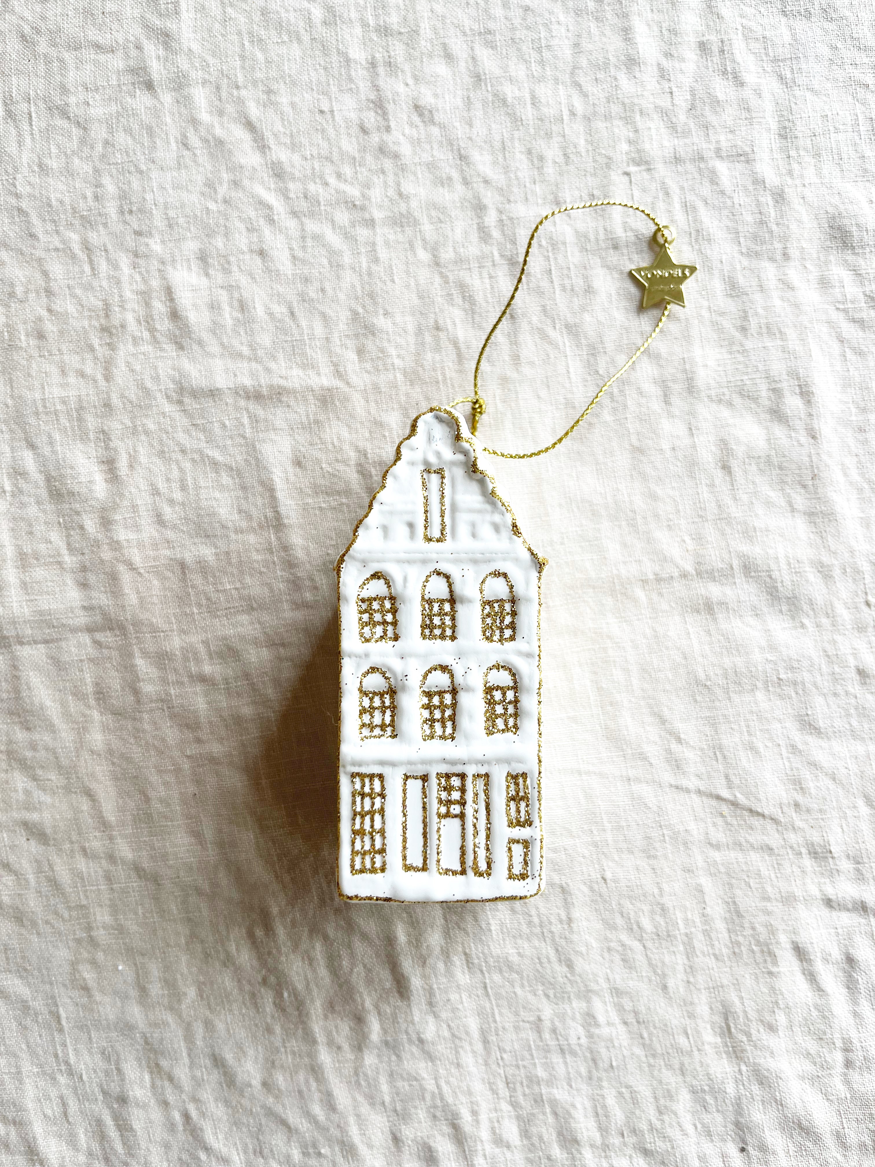 canal house glass christmas ornament in white