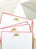 The Printery Lobby Lobster Note Cards white with gold lobster and red edge 6.25 by 4.5 inches