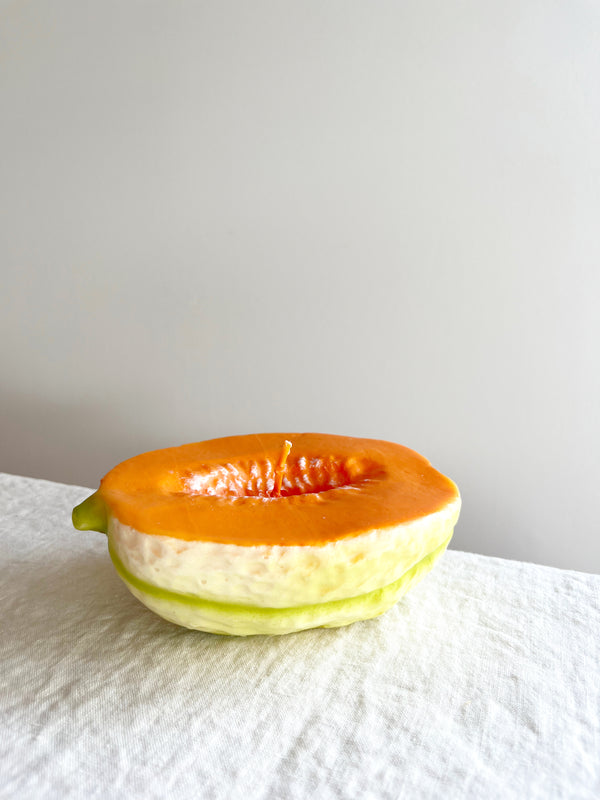 cereria introna cantaloupe shaped paraffin candle side view
