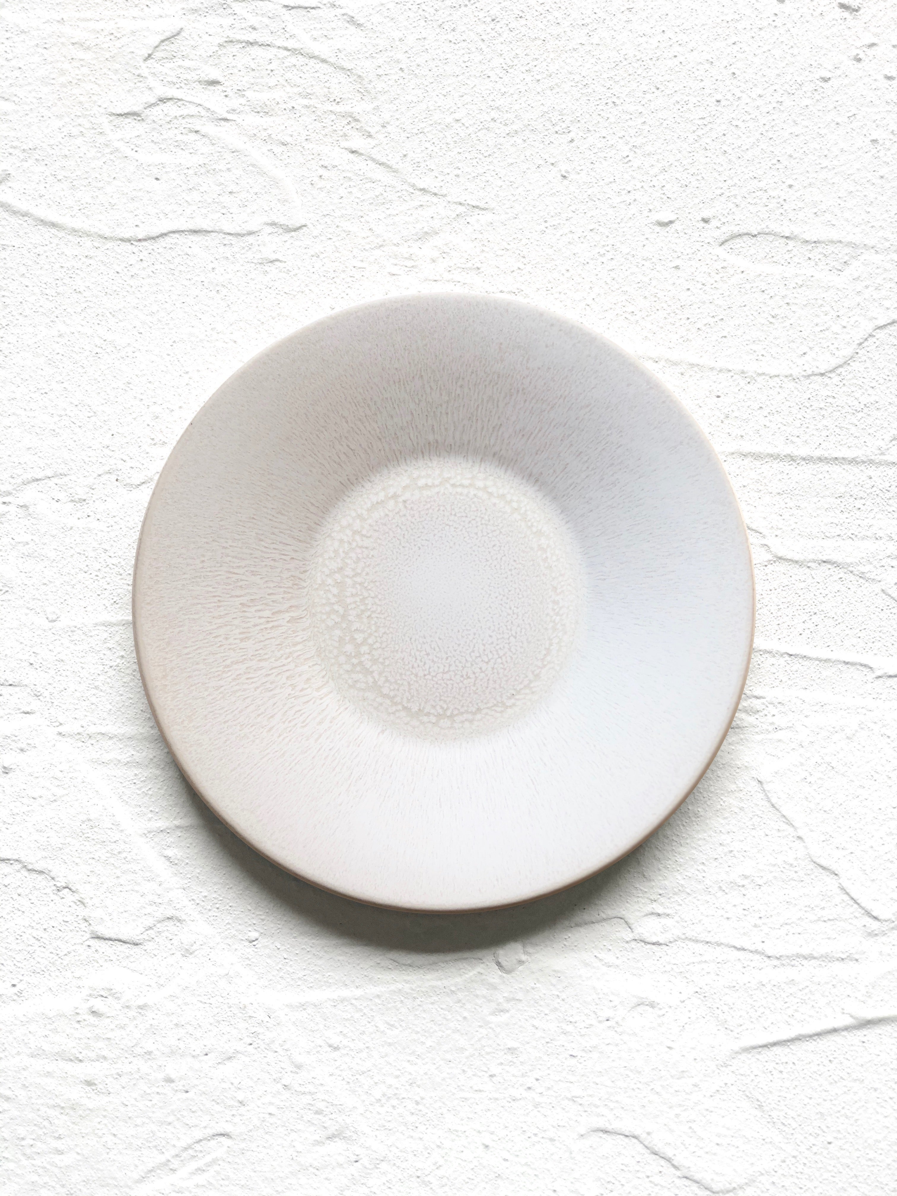 salad plate with white on white reactive glaze 8.5 inches diameter 