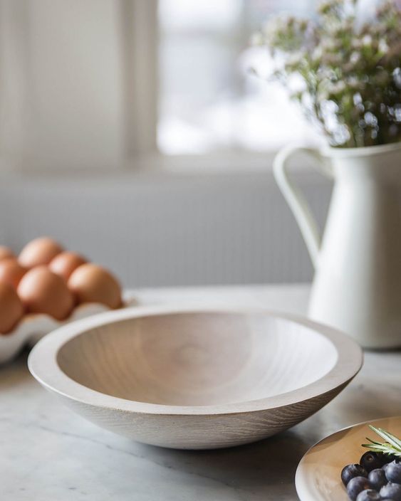 wooden serving bowl on table