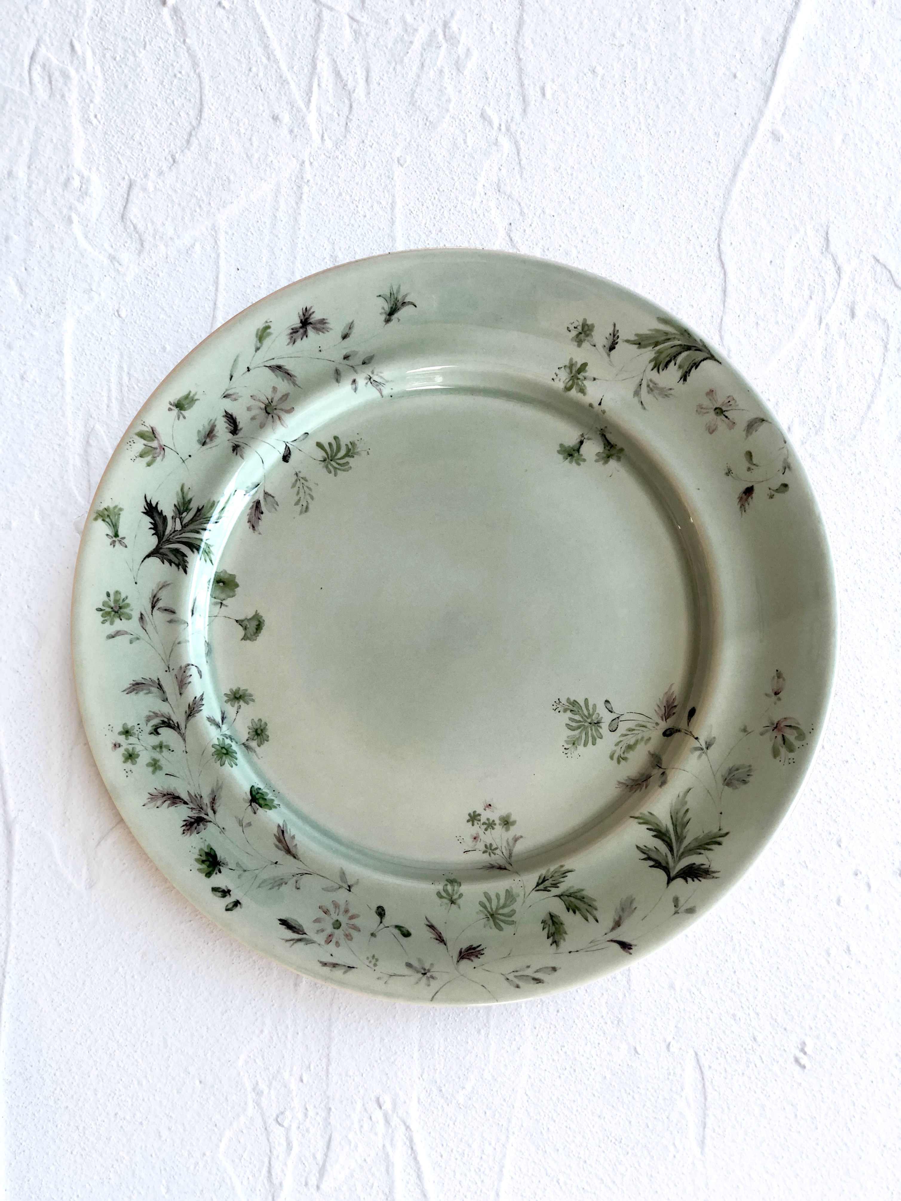 floral dinner plate sirena celadon green top view