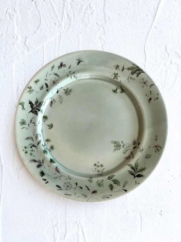 floral dinner plate sirena celadon green top view