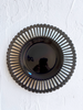 dark blue dinner plate with openwork rim and scalloped edge