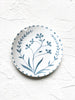 white salad plate with blue hand painted floral design 10.5 inch
