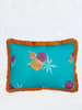 turqoise floral ruffle pillow cover 14 inch