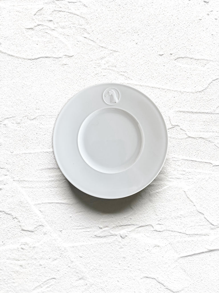 white bread plate ceramic with horse design 6.25 inch