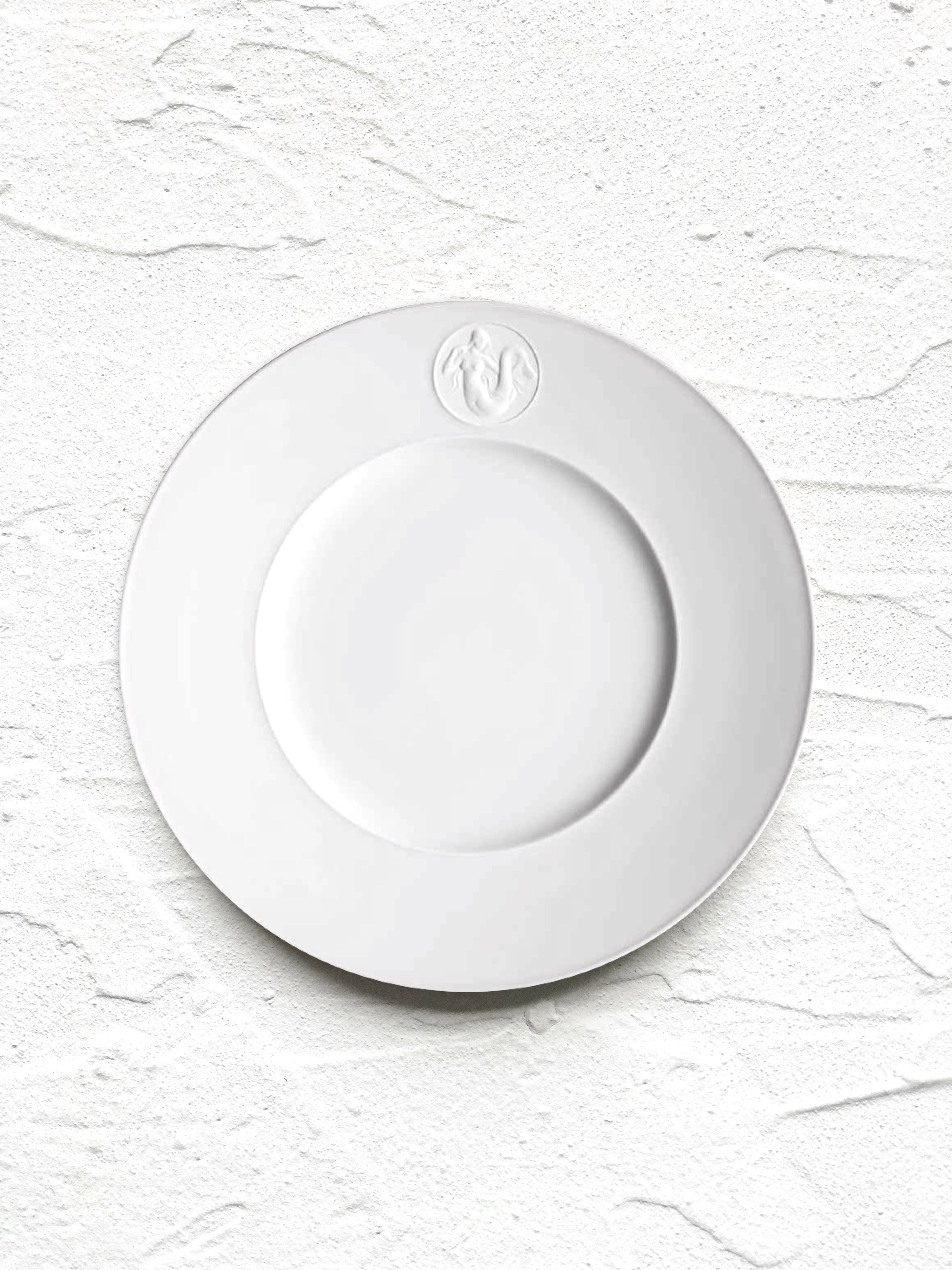 white salad plate with greek medallion design