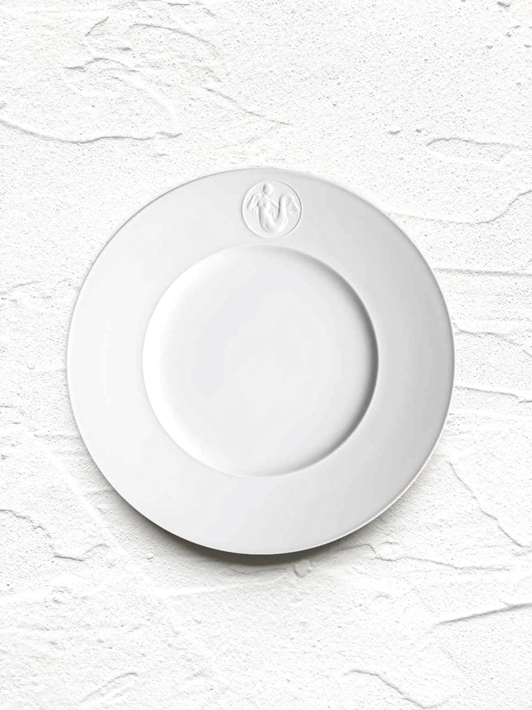 white salad plate with greek medallion design