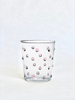 clear glass tumblers with pink glass dots 