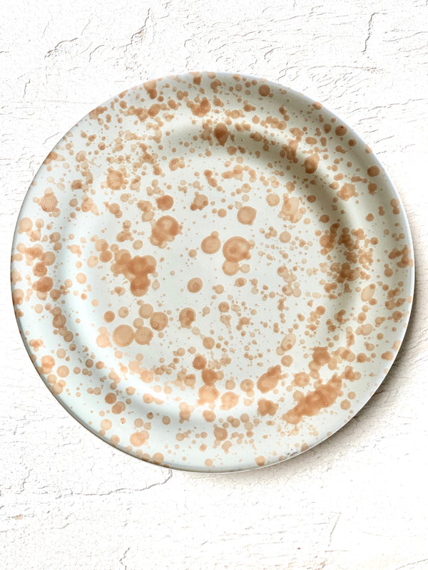 cream charger plate with light brown speckle pattern 11.5" 
