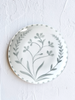 white dinner plate with sage green floral design 10.5 inch