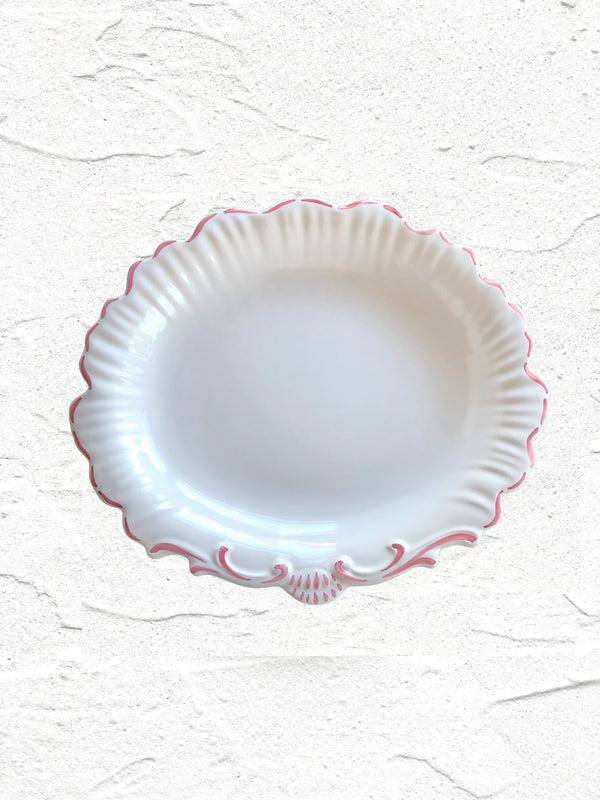 seashell dessert plate with red edge 9 inch