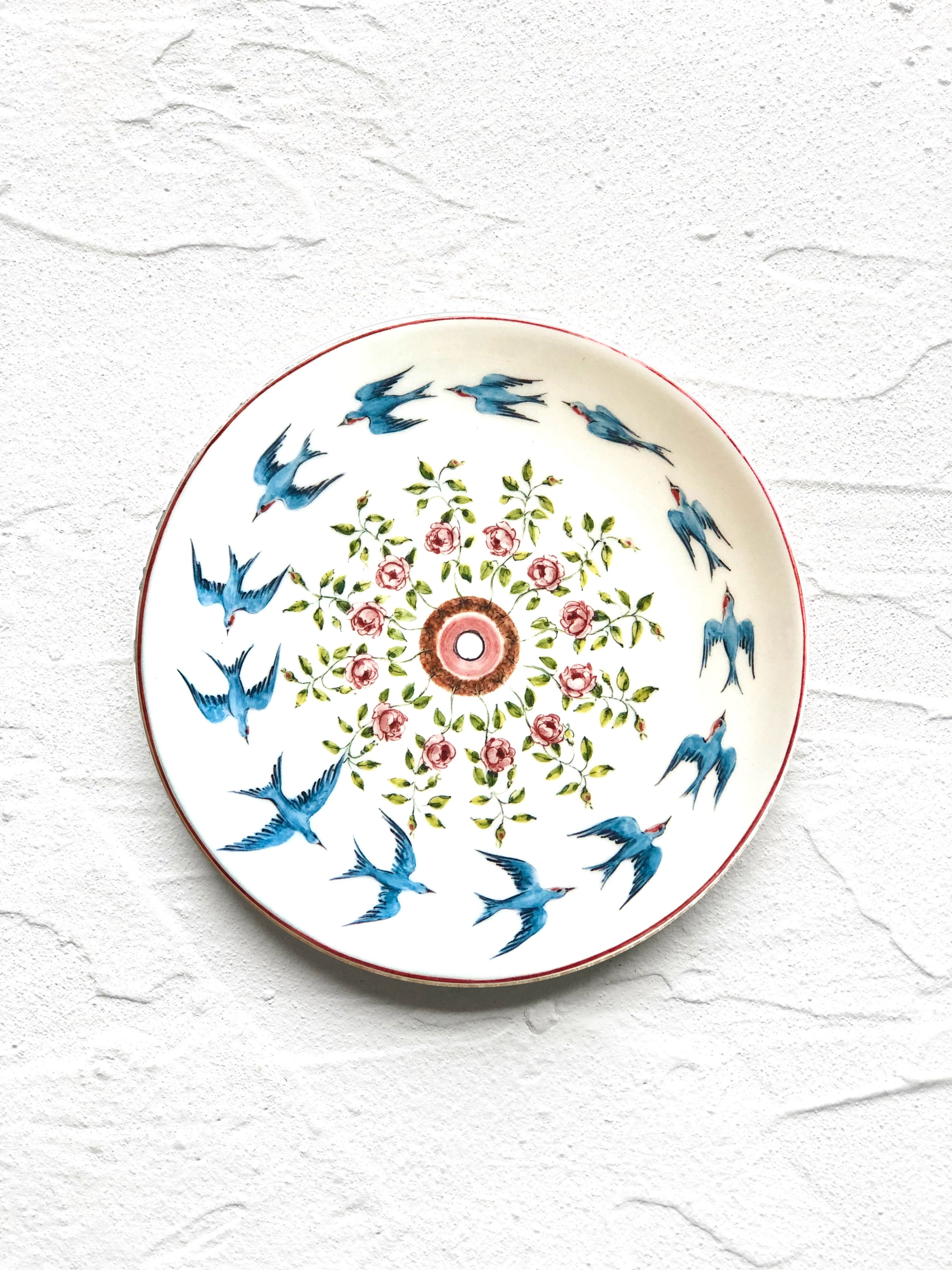 salad plates with sparrow design 6 inch